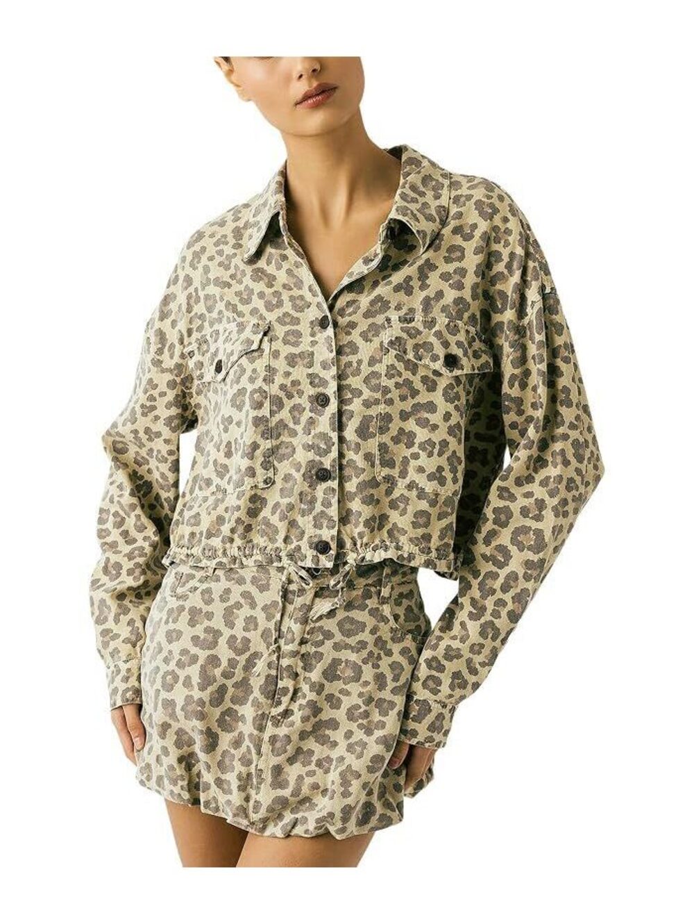BlankNYC Wild Story Lightweight Shirt Jack Button Up Animal Print